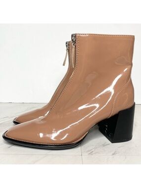 Open Edit Chloe Tan Camel Patent Front Zip Bootie 6M